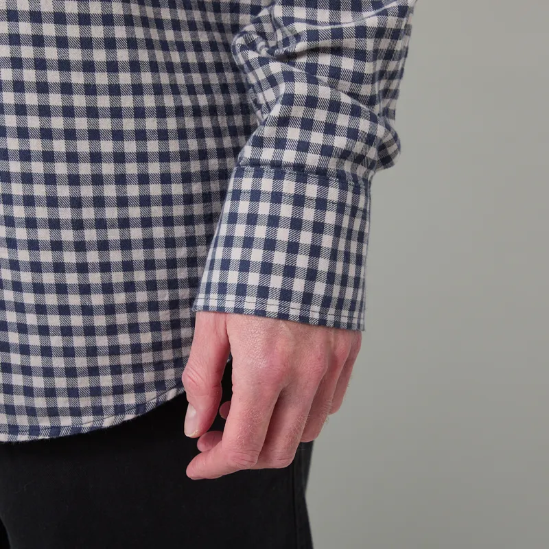 Armor Lux Comfort Long Sleeve Shirt Denim Blue Gingham-7
