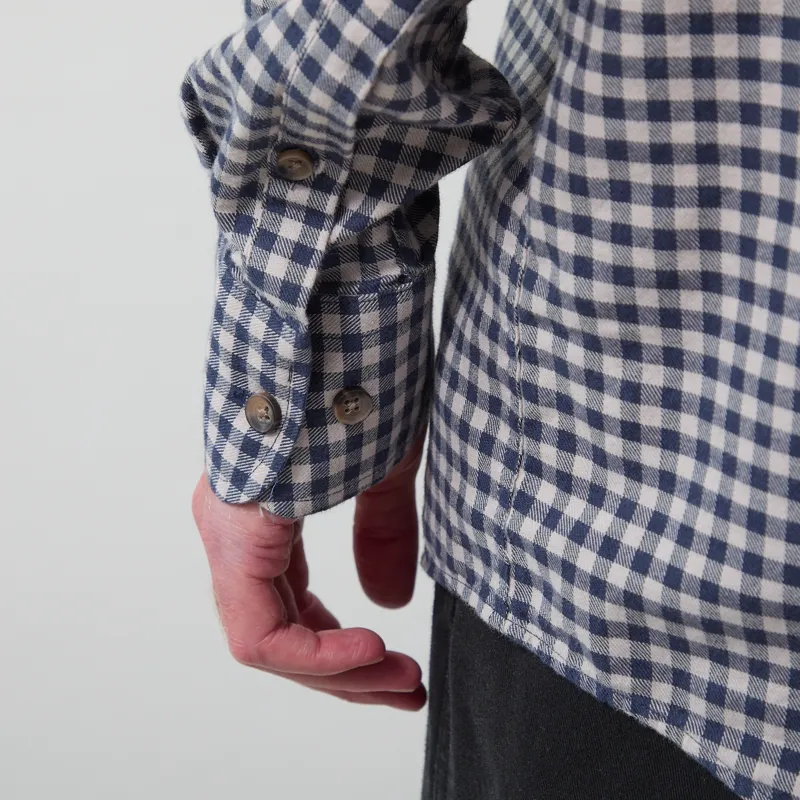 Armor Lux Comfort Long Sleeve Shirt Denim Blue Gingham-8