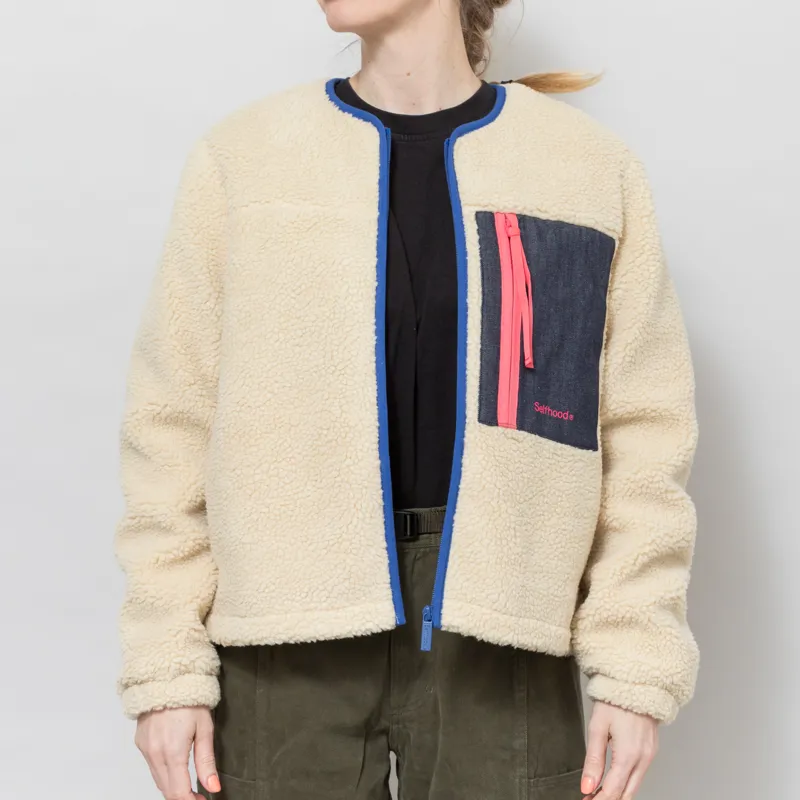 Selfhood Womens Pocket Teddy Fleece Off White