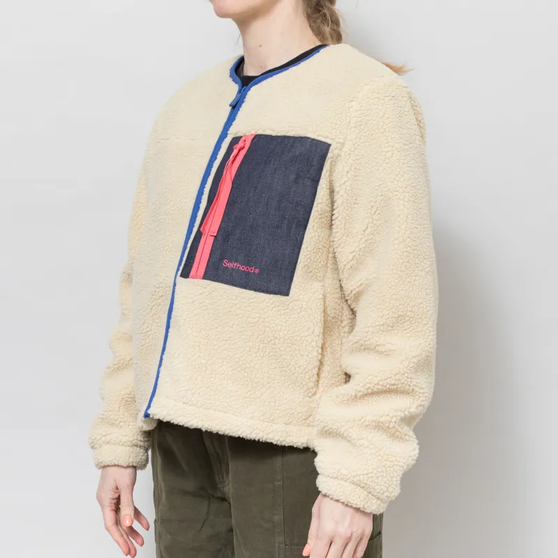 Selfhood Womens Pocket Teddy Fleece Off White-2