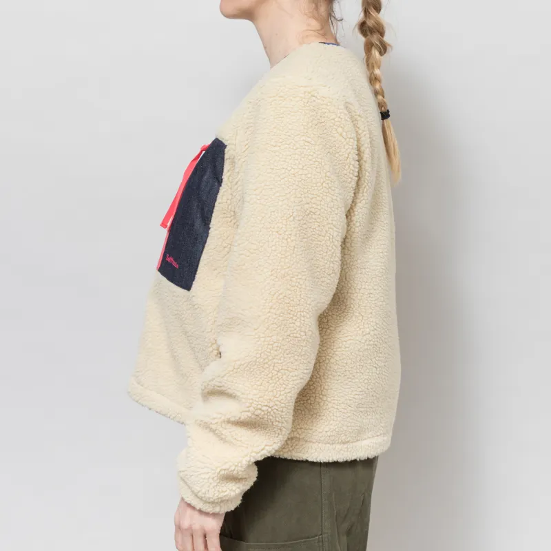 Selfhood Womens Pocket Teddy Fleece Off White-3