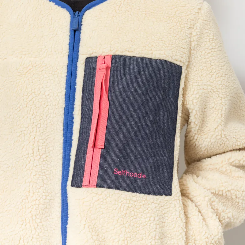 Selfhood Womens Pocket Teddy Fleece Off White-7