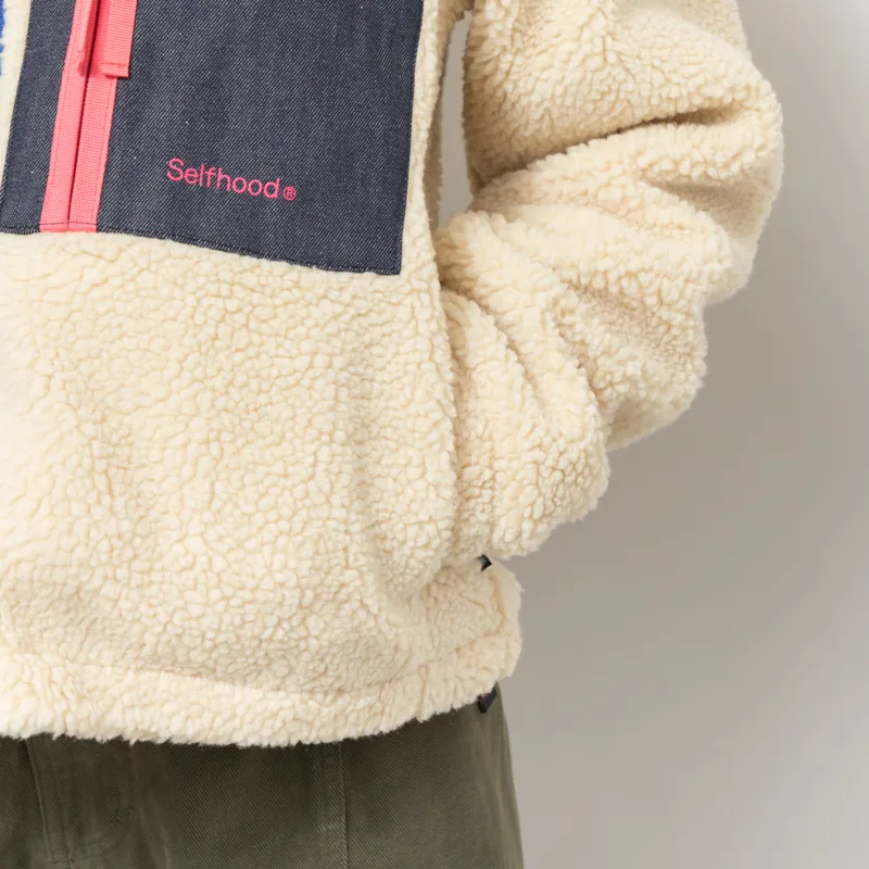 Selfhood Womens Pocket Teddy Fleece Off White-8