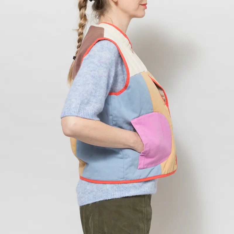 Selfhood Womens Quilted Patchwork Vest Off White-5