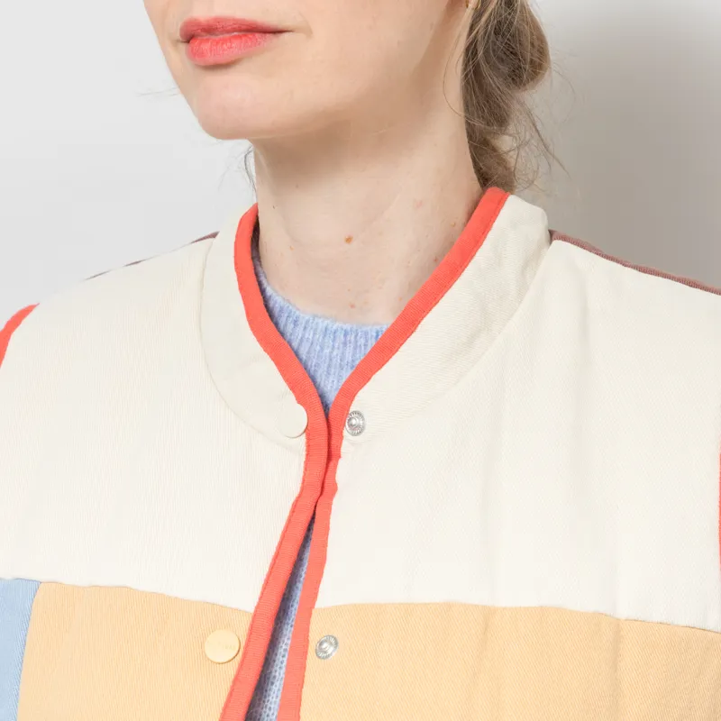 Selfhood Womens Quilted Patchwork Vest Off White-6