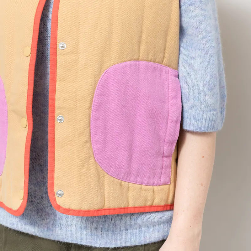 Selfhood Womens Quilted Patchwork Vest Off White-8