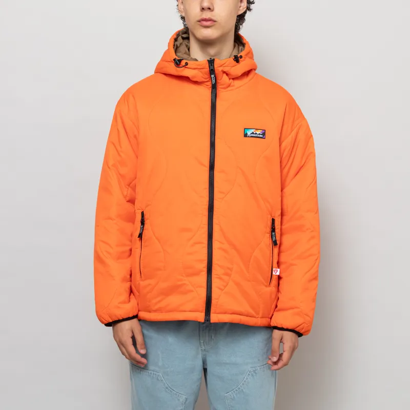 Manastash Mens Insulated Y2K Reversible Hoodie Jacket Orange