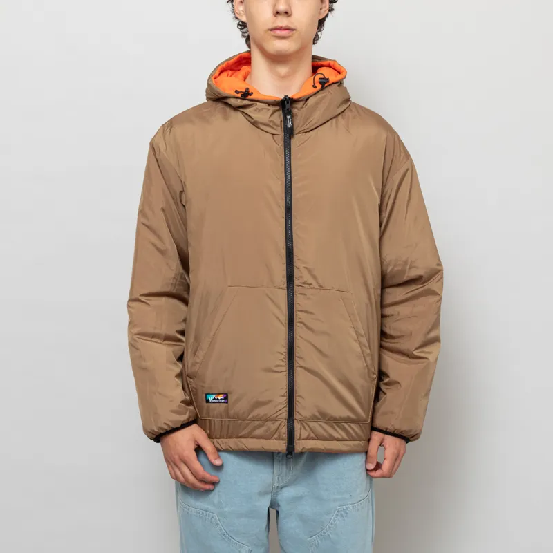 Manastash Mens Insulated Y2K Reversible Hoodie Jacket Orange