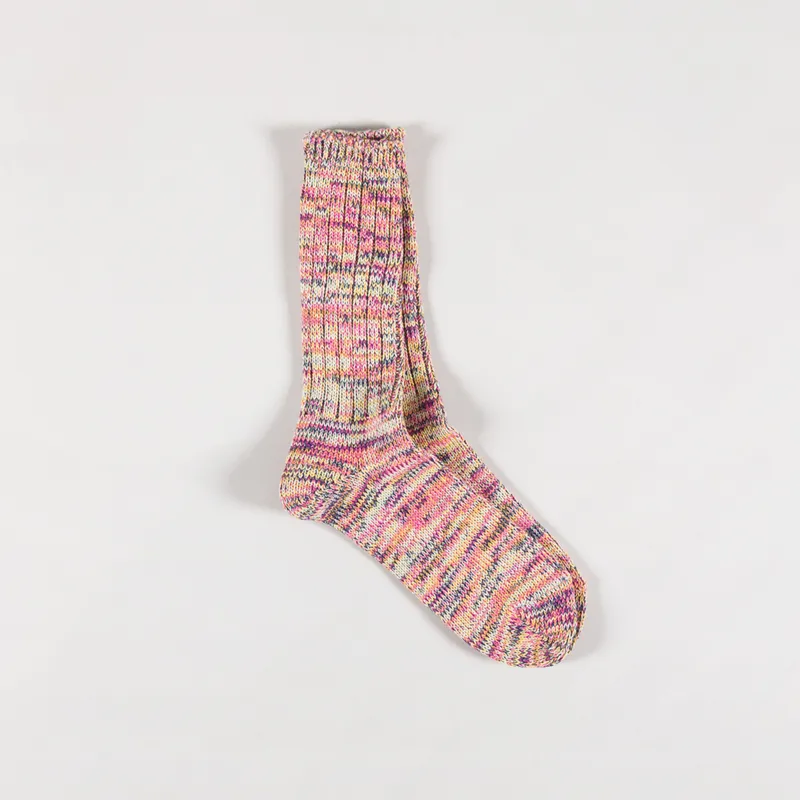 Anonymous Ism 5 Colour Mix Crew Socks Pink