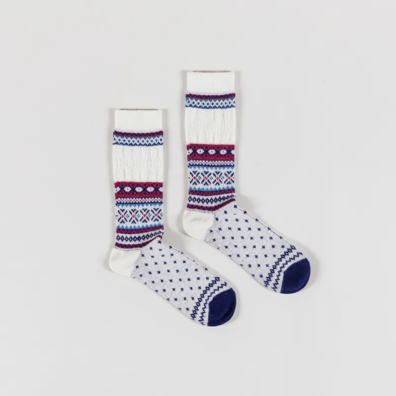 Anonymous Ism Snow Pattern Crew Socks Off White