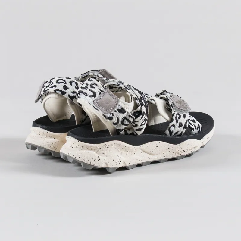 Flower Mountain Womens Nazca 2 Sandals Beige White Black Nylon Print-1
