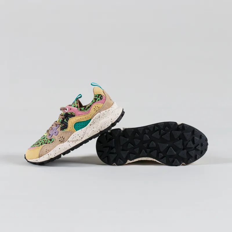 Flower Mountain Womens Yamano 3 Shoes Beige Sand Suede Nylon Print Leo-3