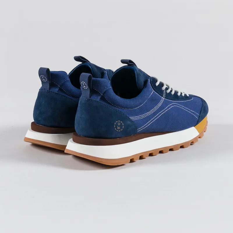 Flower Mountain x Universal Works New Asuka Shoes Navy Brown Suede Canvas-1