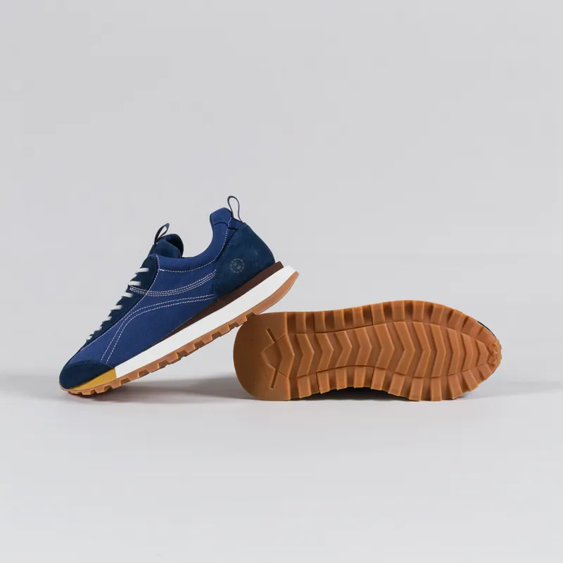 Flower Mountain x Universal Works New Asuka Shoes Navy Brown Suede Canvas-3