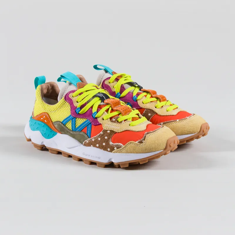 Flower Mountain Womens Lenzan Shoe Salmon Light Brown Suede Pony Hair Nylon Rete