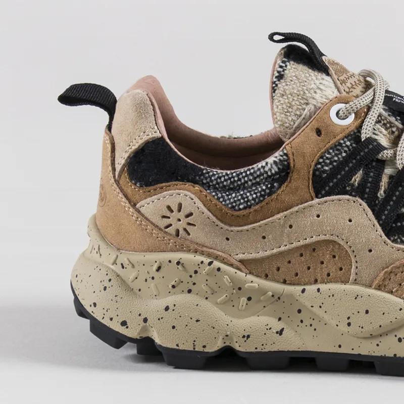 Flower Mountain Womens Yamano 3 Shoes Mud Light Brown Black Suede Woolen Knit-4