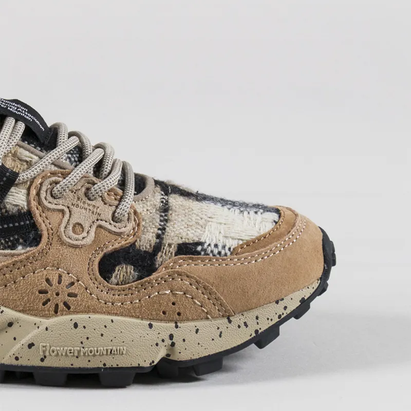 Flower Mountain Womens Yamano 3 Shoes Mud Light Brown Black Suede Woolen Knit-5