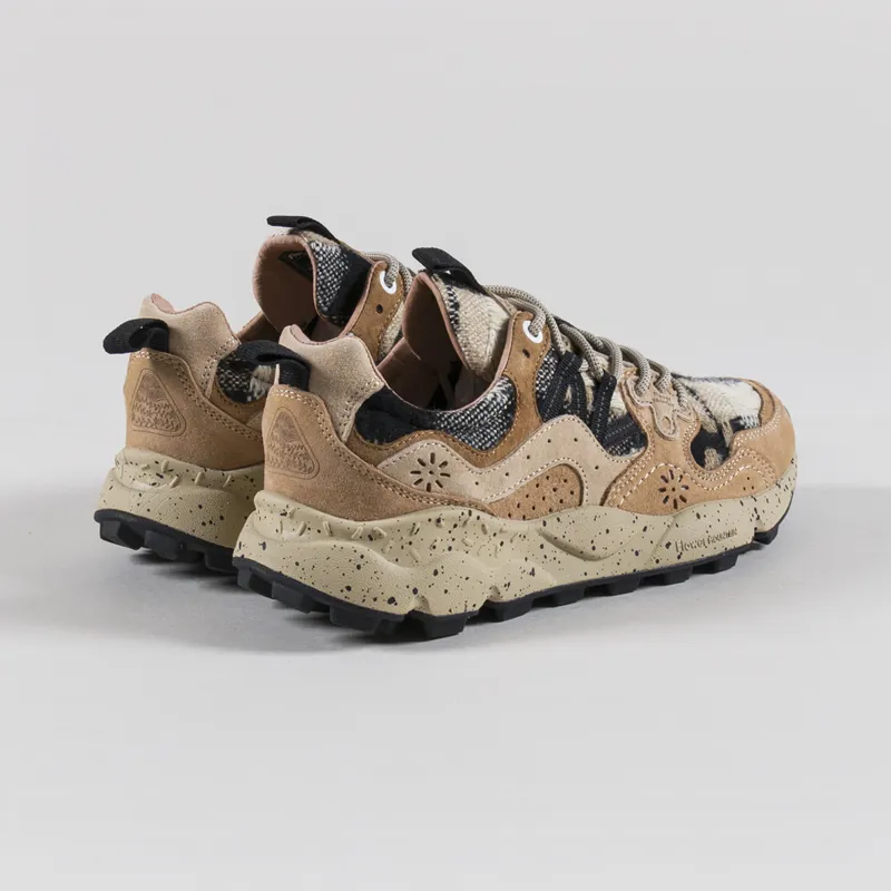 Flower Mountain Womens Yamano 3 Shoes Mud Light Brown Black Suede Woolen Knit-1