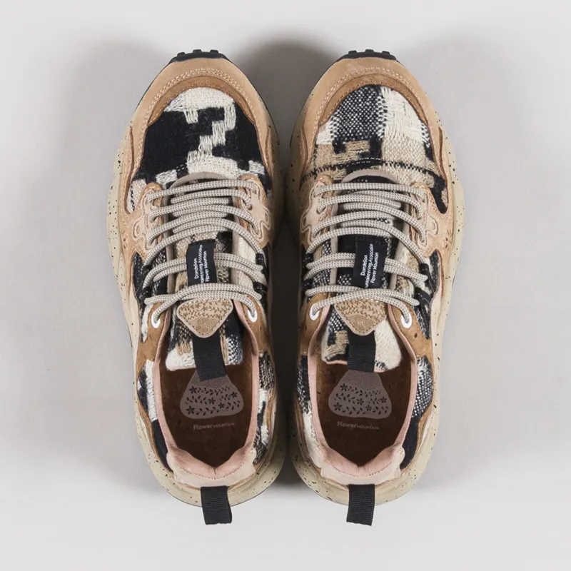 Flower Mountain Womens Yamano 3 Shoes Mud Light Brown Black Suede Woolen Knit-6