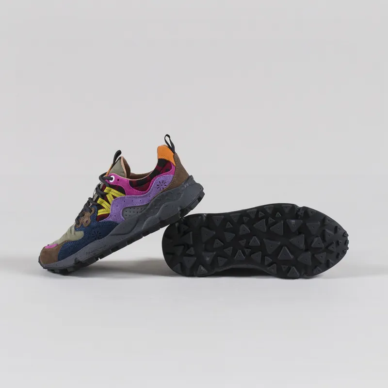 Flower Mountain Womens Yamano 3 Shoes Anthracite Dark Green Violet Suede Nylon Knit-3