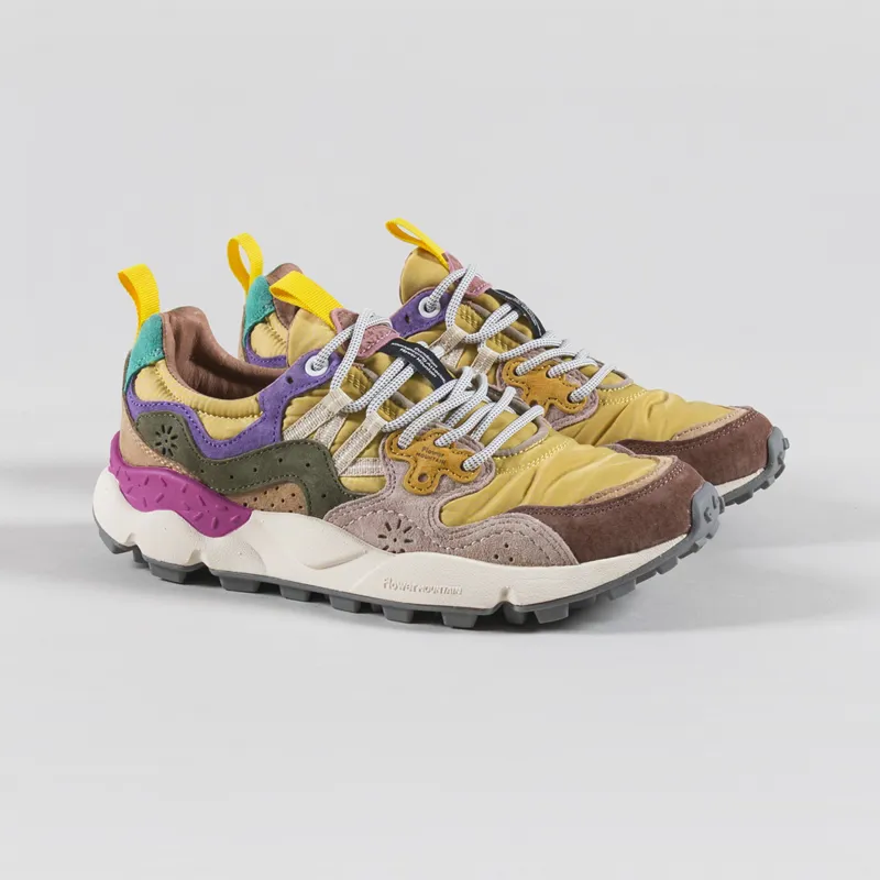 Flower Mountain Womens Yamano 3 Shoes Brown Grey Mustard Suede Nylon