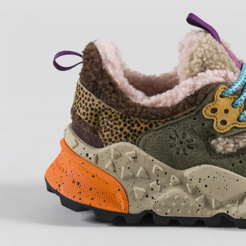 Flower Mountain Womens Kotetsu Shoes Taupe Grey Pony Hair Teddy-4