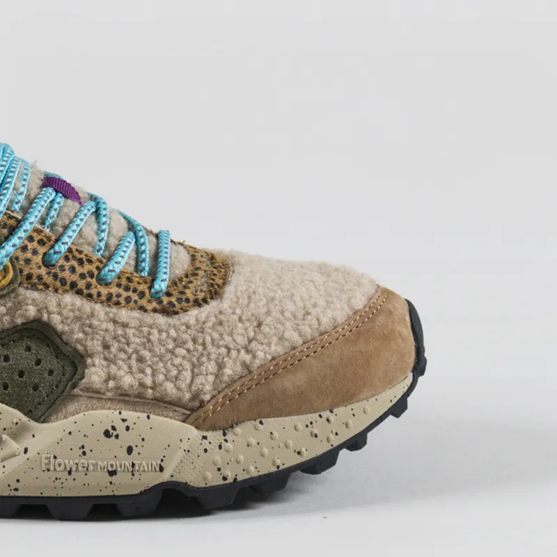 Flower Mountain Womens Kotetsu Shoes Taupe Grey Pony Hair Teddy-5