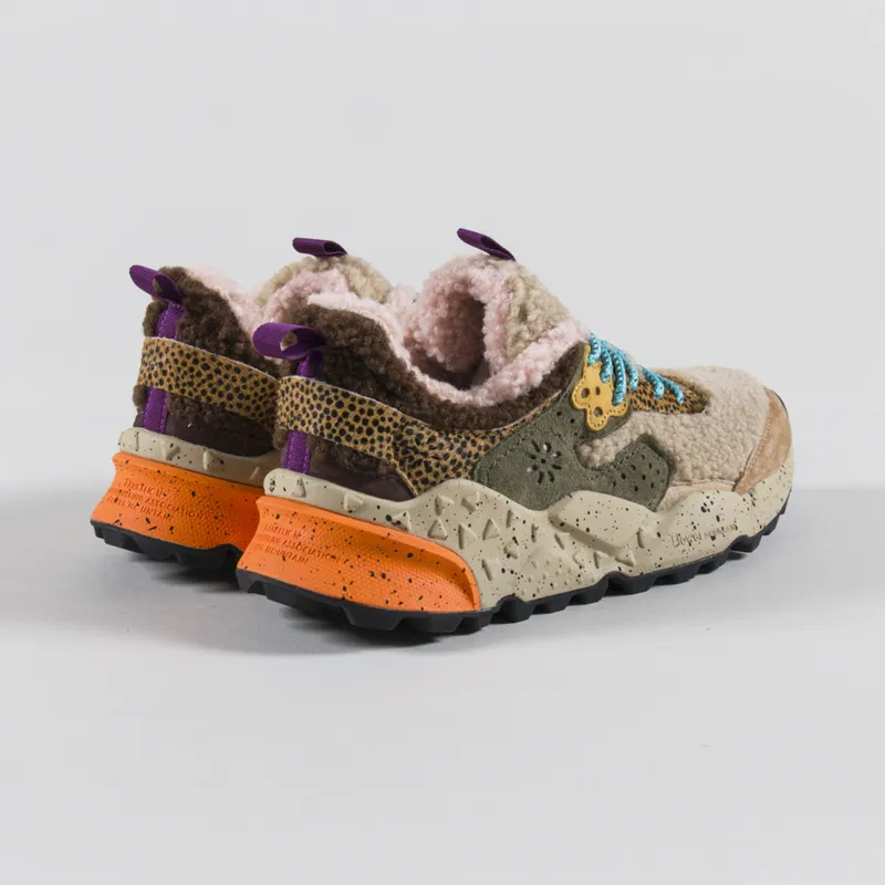 Flower Mountain Womens Kotetsu Shoes Taupe Grey Pony Hair Teddy-1