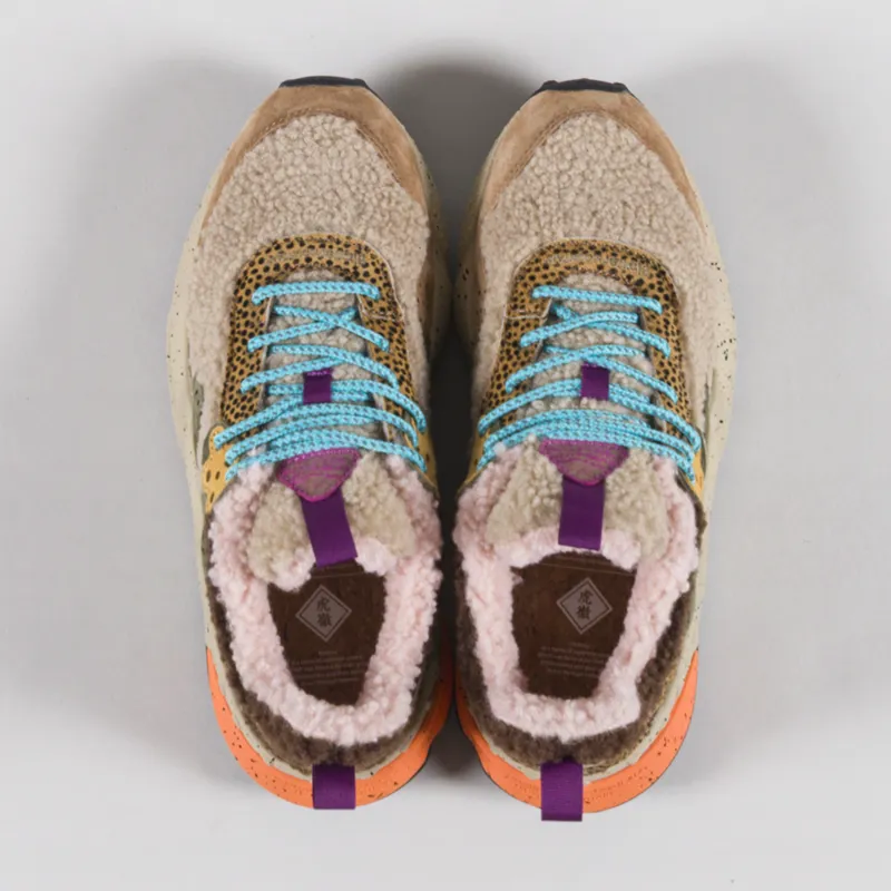 Flower Mountain Womens Kotetsu Shoes Taupe Grey Pony Hair Teddy-6