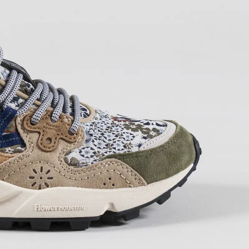 Flower Mountain Womens Yamano 3 Shoes Cloud Grey Taupe Cream Suede Jacquard Flower Print-5