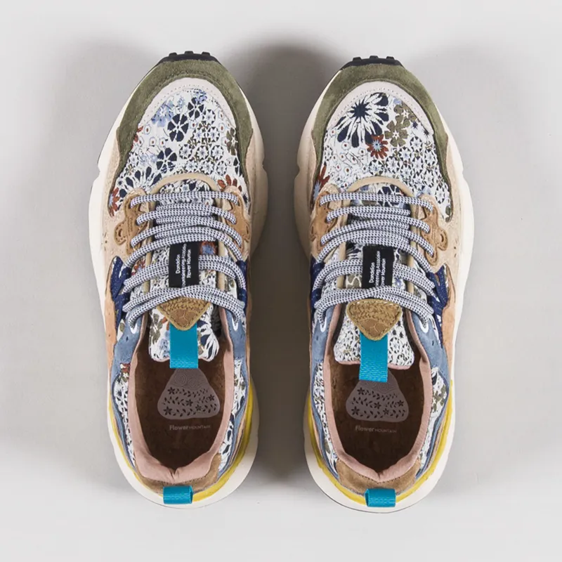 Flower Mountain Womens Yamano 3 Shoes Cloud Grey Taupe Cream Suede Jacquard Flower Print-6