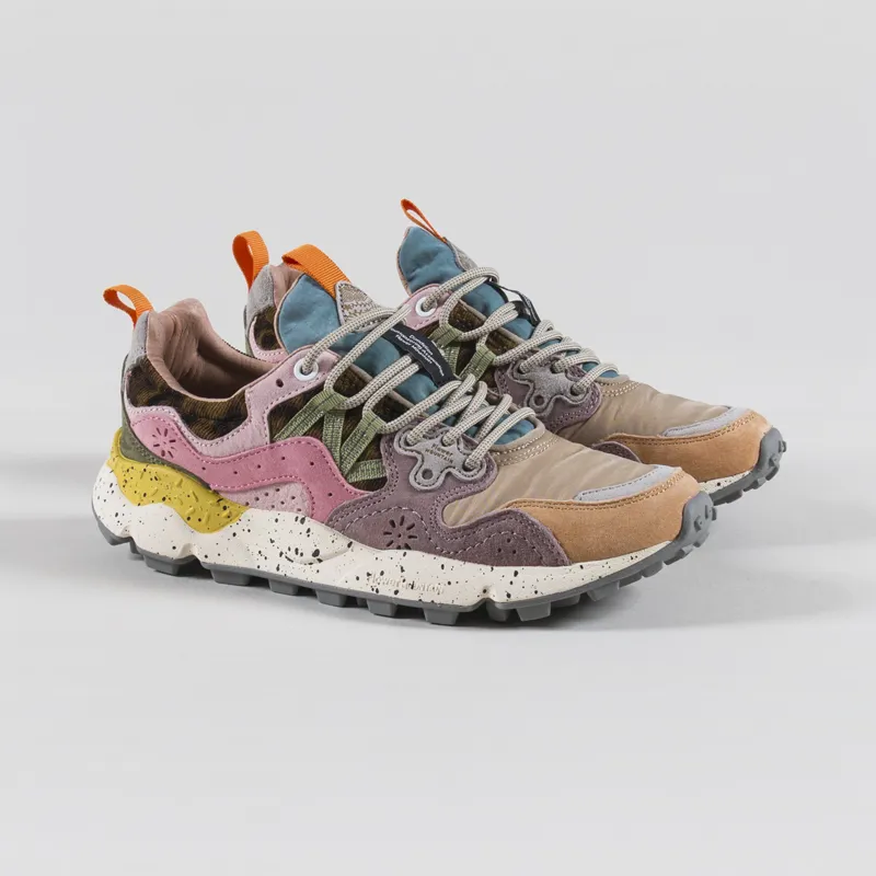 Flower Mountain Womens Yamano 3 Shoes Light Mustard Grey Cipria Suede Nylon Knit