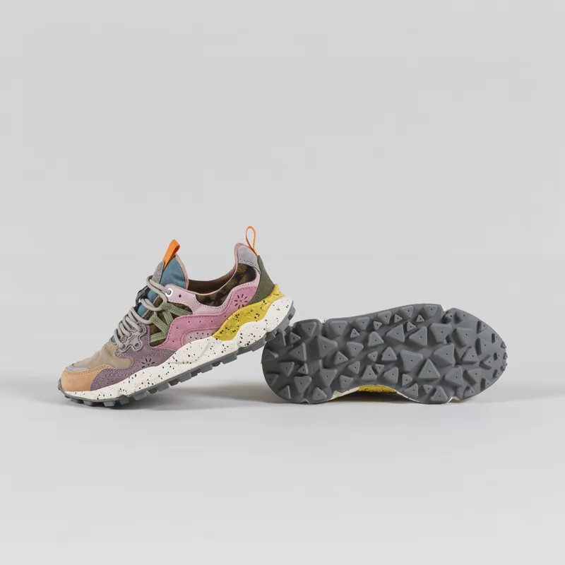 Flower Mountain Womens Yamano 3 Shoes Light Mustard Grey Cipria Suede Nylon Knit-3