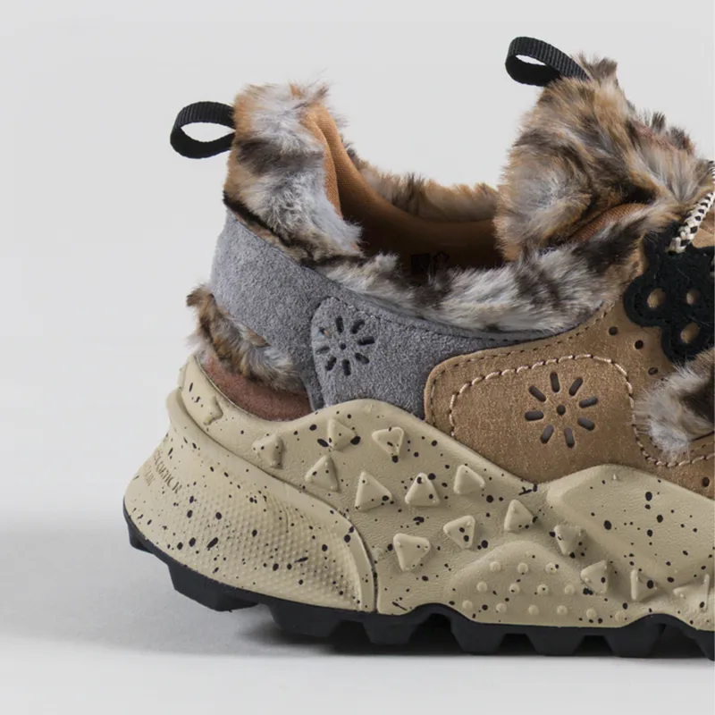 Flower Mountain Womens Kotetsu Shoes Anthracite Light Brown Suede Eco Fur-4