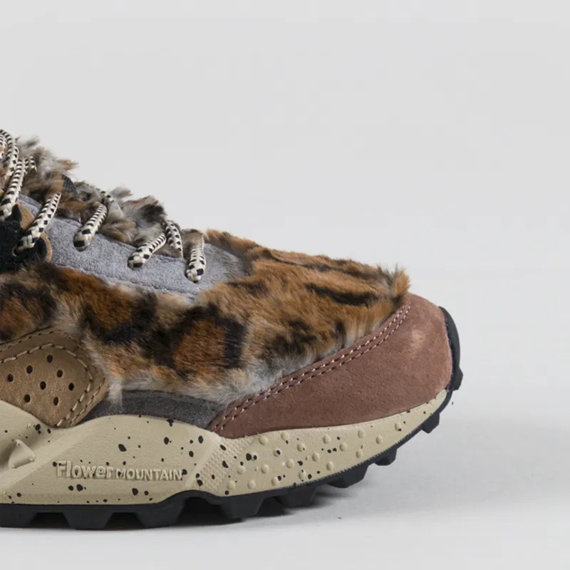 Flower Mountain Womens Kotetsu Shoes Anthracite Light Brown Suede Eco Fur-5