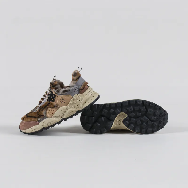 Flower Mountain Womens Kotetsu Shoes Anthracite Light Brown Suede Eco Fur-3