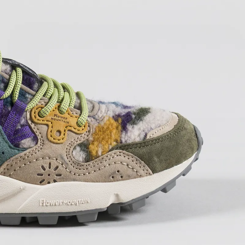 Flower Mountain Womens Yamano 3 Shoes Grey Taupe Dark Green Suede Teddy-5