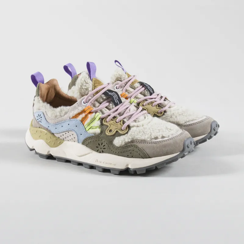 Flower Mountain Womens Yamano 3 Shoes Beige Militare Celeste Teddy