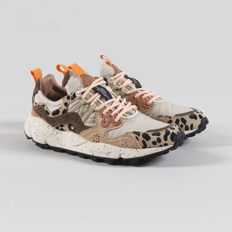 Flower Mountain Womens Yamano 3 Shoes Beige Milk Light Brown Suede Print Nylon