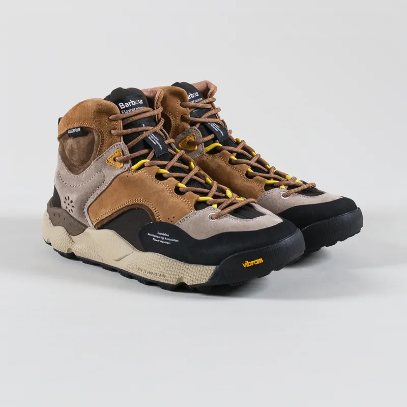 Flower Mountain x Barbour Back Country Mid Shoes Brown Beige