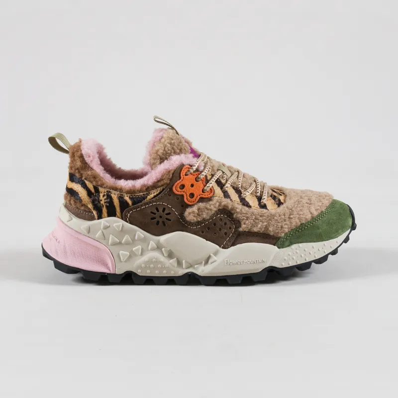 Flower Mountain Womens Kotetsu Shoes Khaki Beige Pony Hair Teddy-2