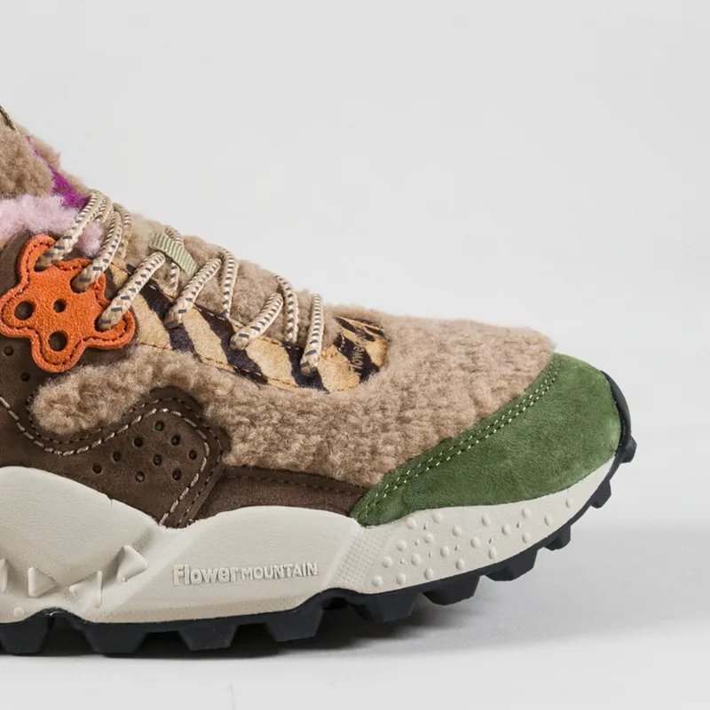 Flower Mountain Womens Kotetsu Shoes Khaki Beige Pony Hair Teddy-5