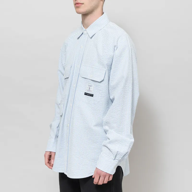 Roy Rogers Workwear x Engineered Garments Raglan Seersucker Shirt Blue-1
