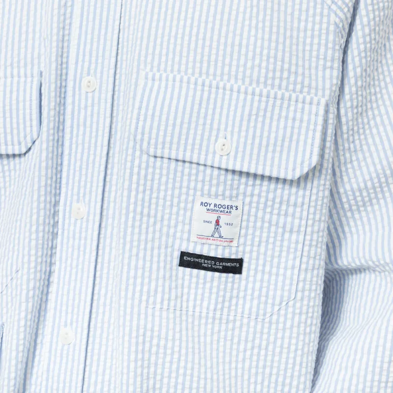 Roy Rogers Workwear x Engineered Garments Raglan Seersucker Shirt Blue-4