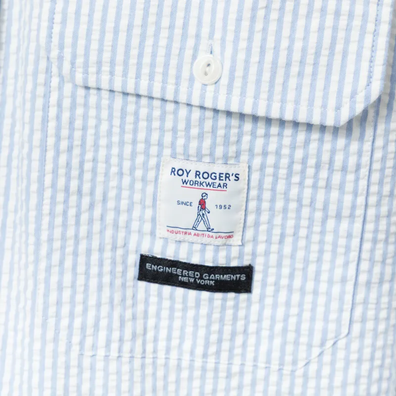 Roy Rogers Workwear x Engineered Garments Raglan Seersucker Shirt Blue-7