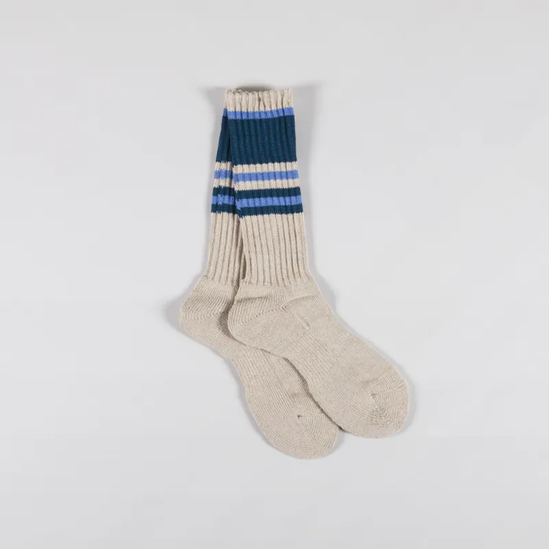 Anonymous Ism Hemp Random Line Pile Crew Socks Blue