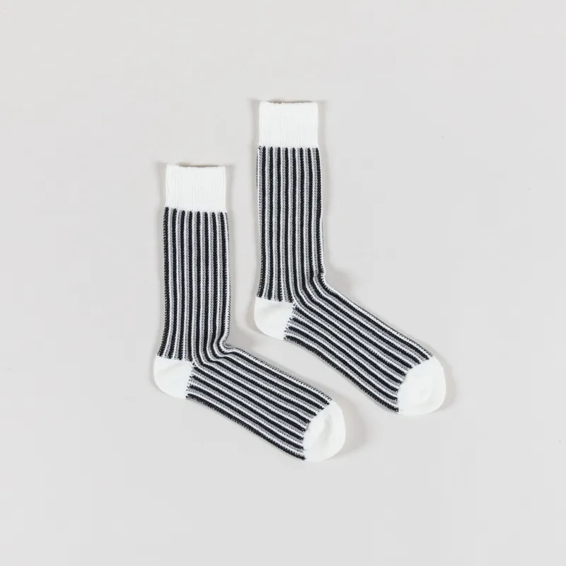 Anonymous Ism JQ Stripe Crew Socks Off White