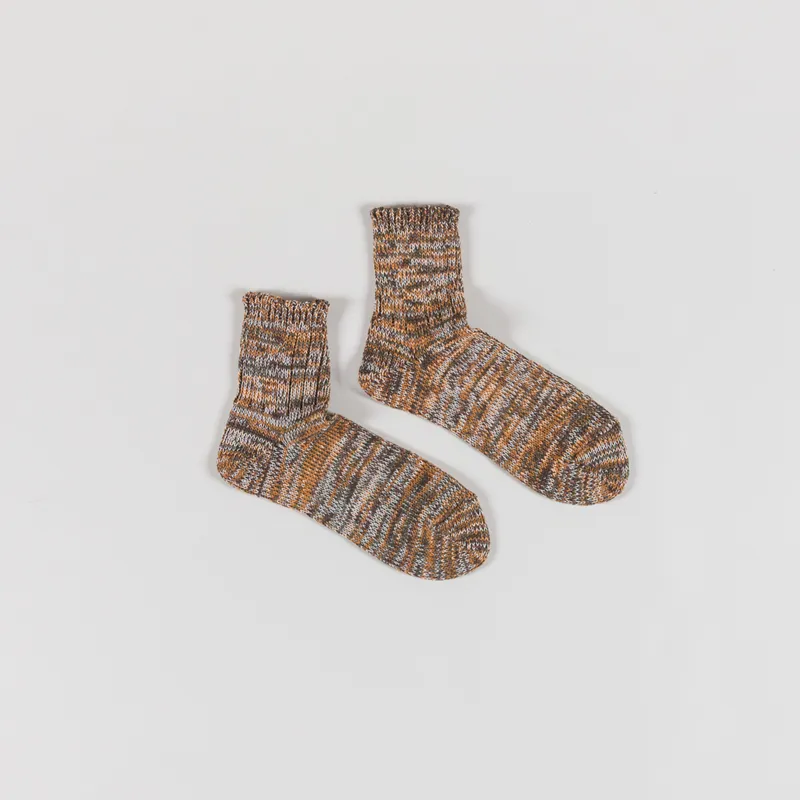 Anonymous Ism 5 Colour Mix Quarter Crew Socks Brown