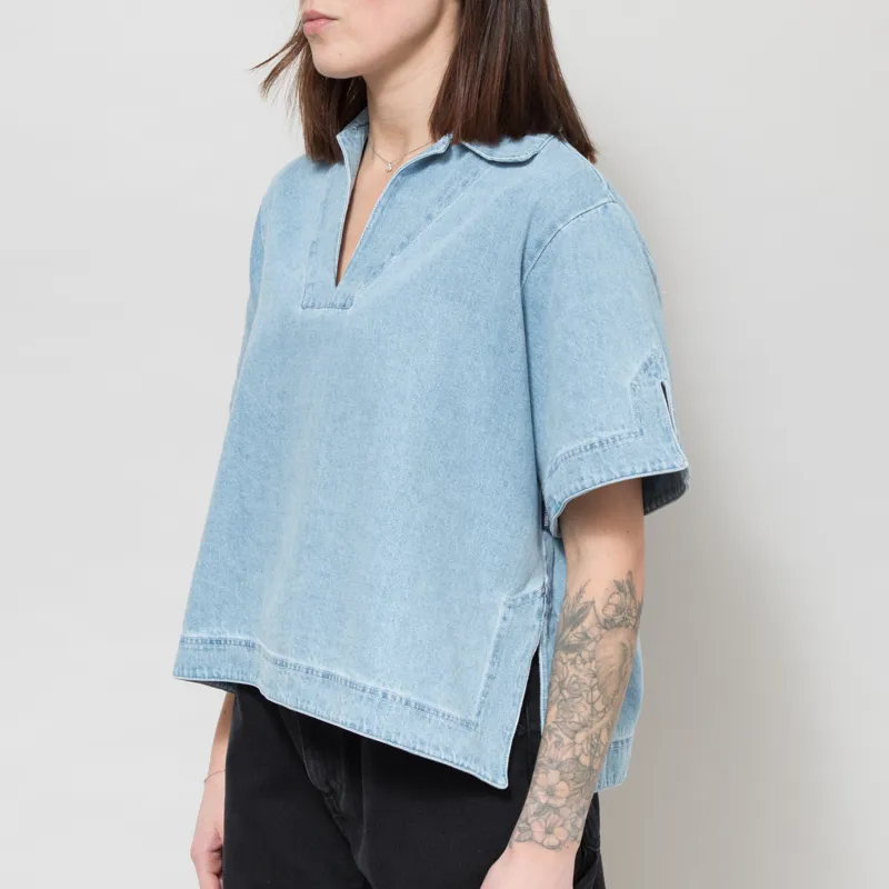 Bobo Choses Womens Relaxed Denim Polo Shirt Blue-1