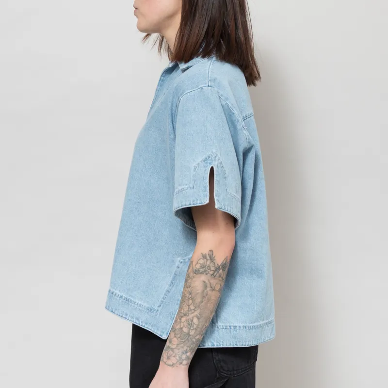 Bobo Choses Womens Relaxed Denim Polo Shirt Blue-2